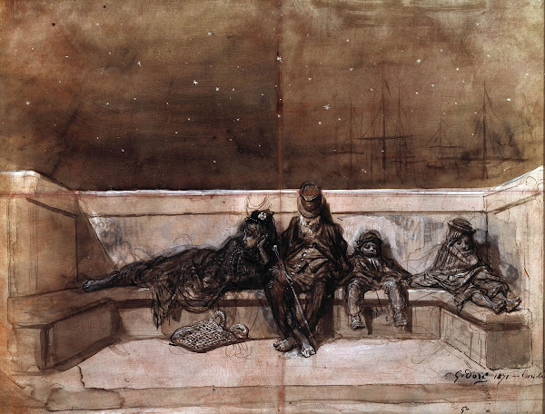 A Couple and Two Children Sleeping on a London Bridge 1871