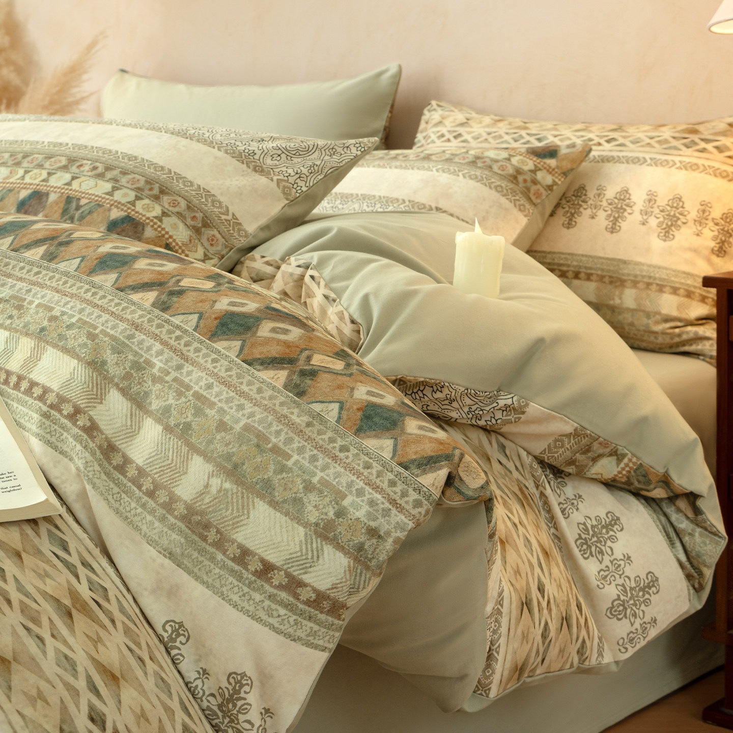 Brushed Cotton Bedding Set, Vintage Style