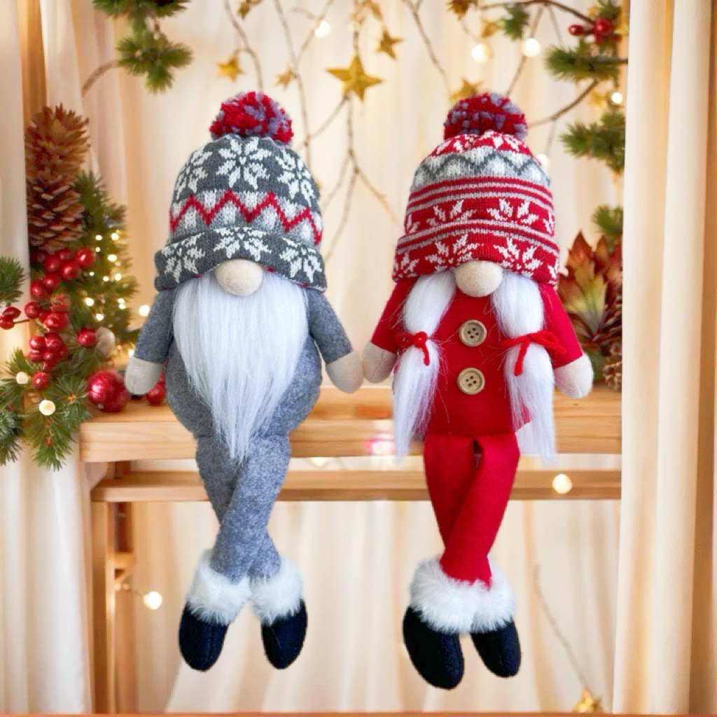 Christmas gnome with long legs, textile mix