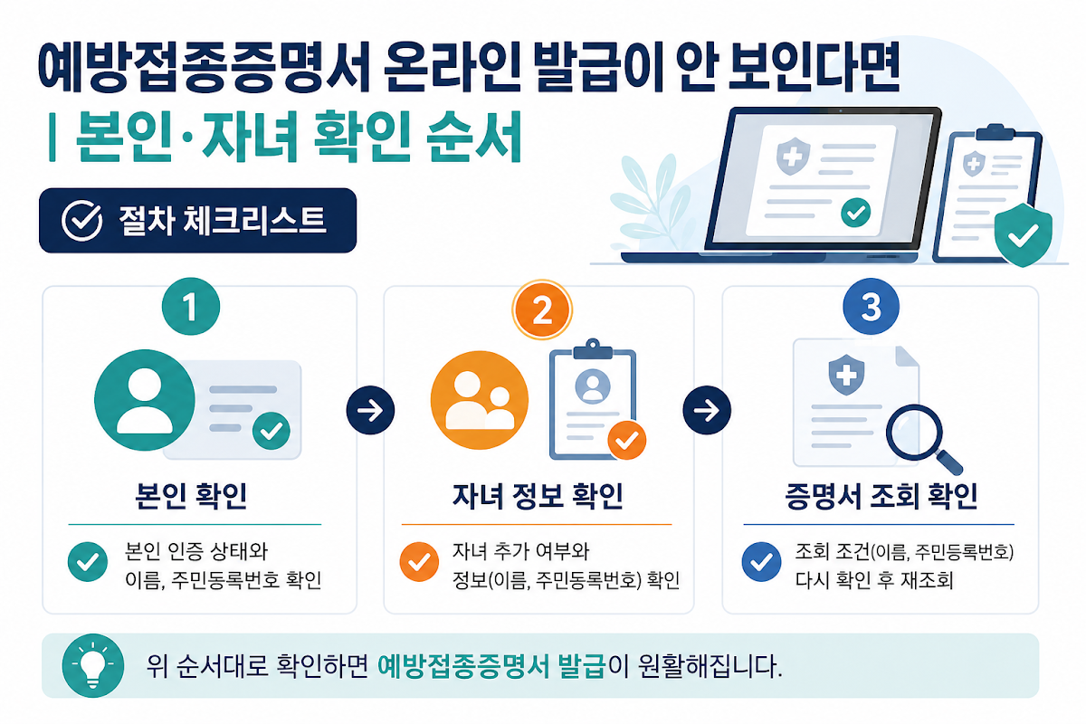 예방접종증명서 발급 확인 절차 체크리스트