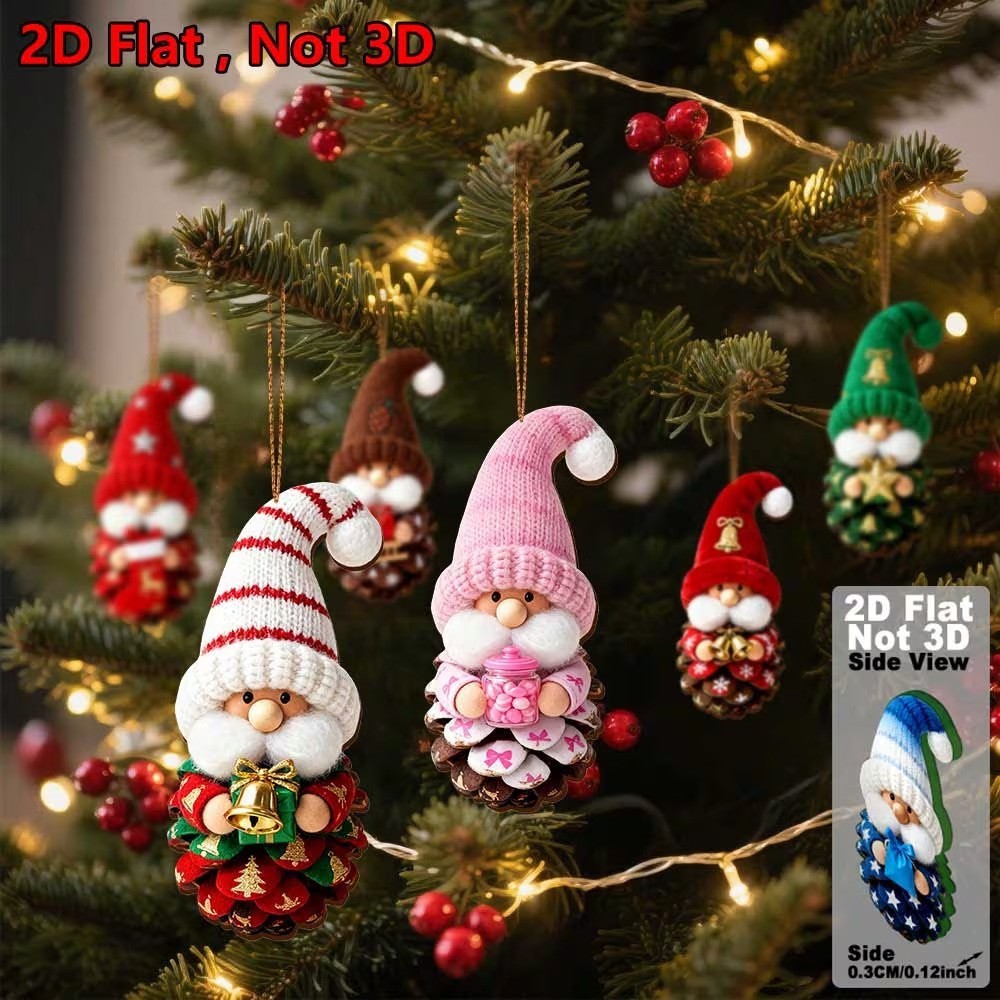 Decorative Gnome Ornament Set Made of Wood