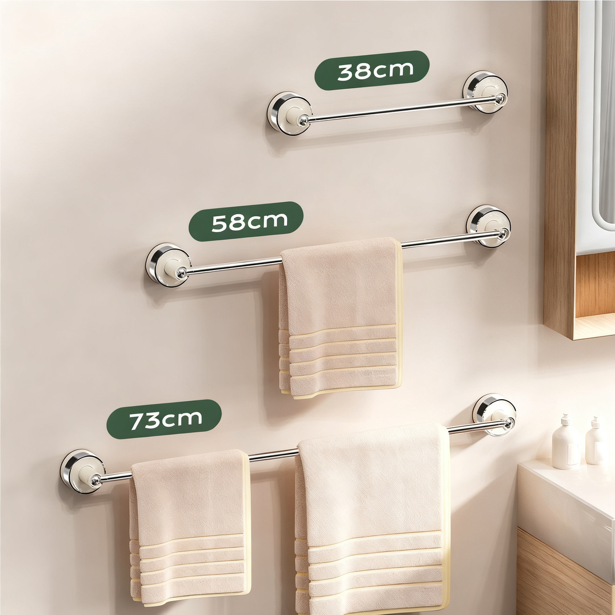 Extendable Suction Cup Towel Rack for Bathroom
