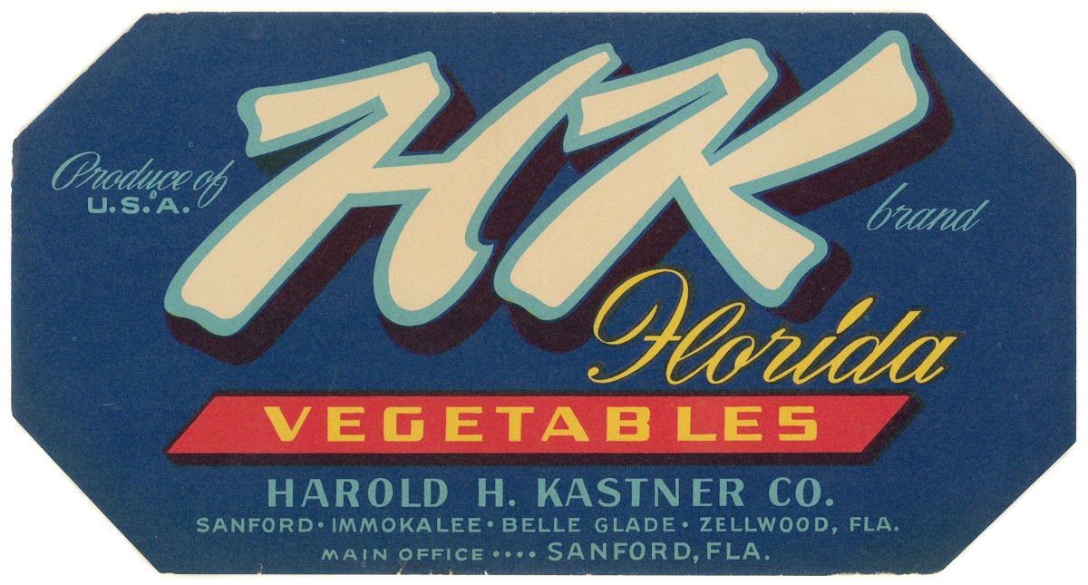 HK Brand Florida Vegetables Label 1930 1950