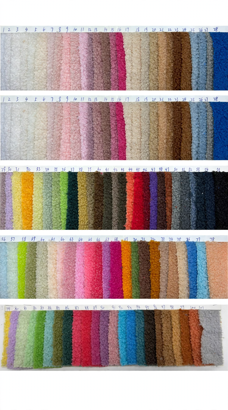 Teddy fabric in various thicknesses