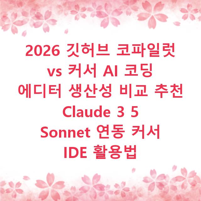 2026 깃허브 코파일럿 vs 커서 AI 코딩 에디터 생산성 비교 추천 Claude 3 5 Sonnet 연동 커서 IDE 활용법