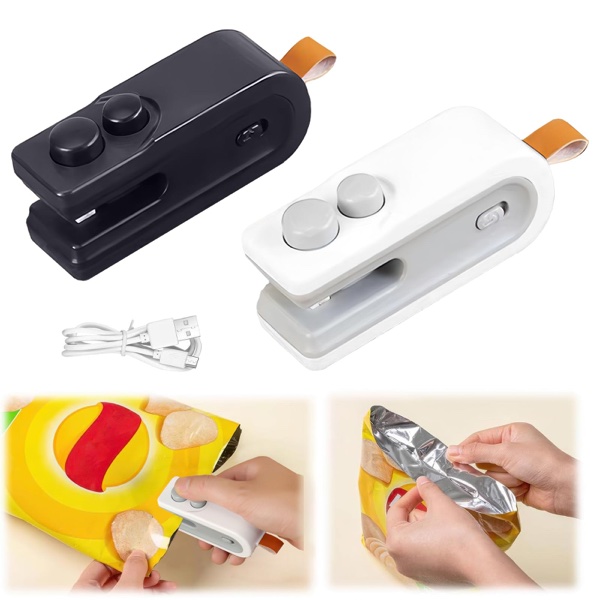 Mini Sellador Térmico de Bolsas 2 en 1 Recargable por USB-C con Base Magnética
