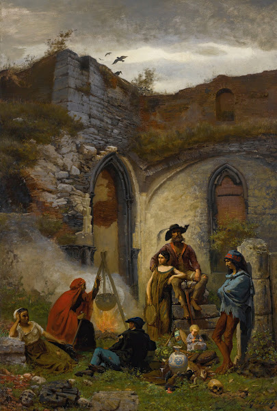 Campement De Bohémiens Dans Les Ruines De Labbaye De Saint Bavon Gand