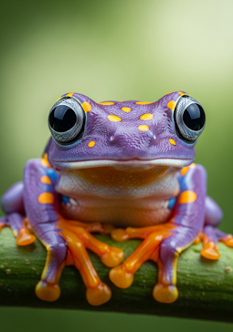 Vibrant Purple and Orange Tree Frog Close-up