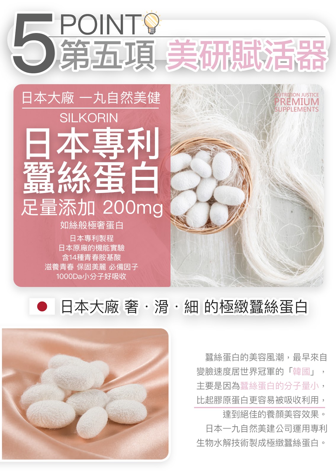 THMIS 肽美斯 第五項 美研賦活器｜日本專利蠶絲蛋白 SILKORIN 足量添加200mg