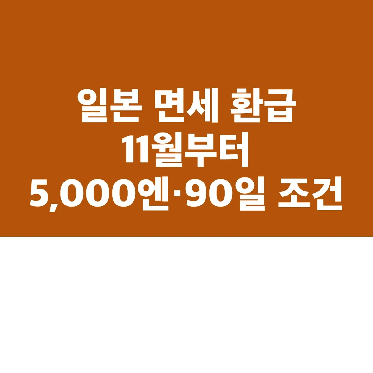 일본 면세 환급 11월부터 5,000엔·90일 조건