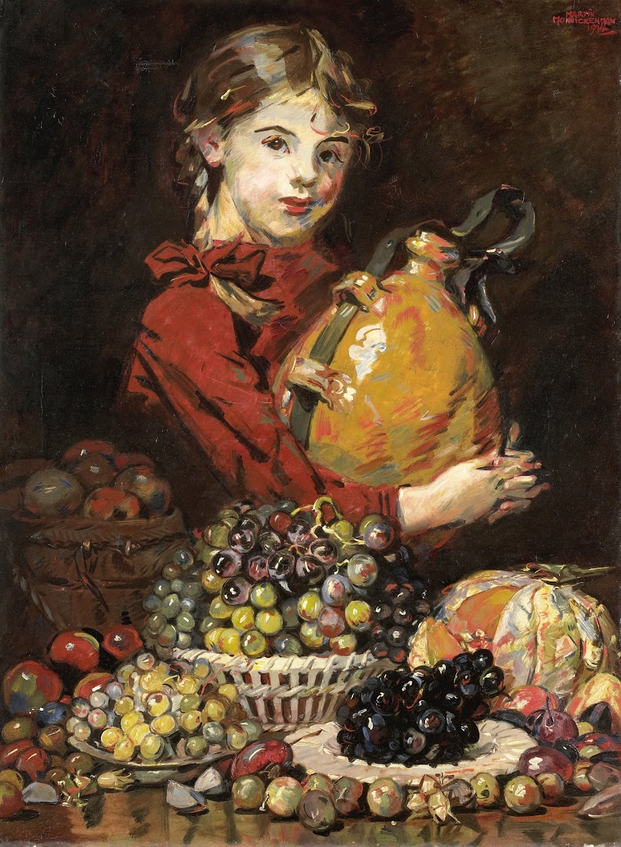 Monarosa dochter van de schilder als fruitverkoopster 1914