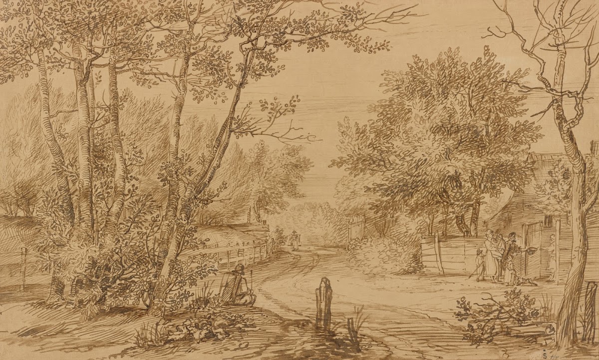 View of a Path in the Hague Forest with Beggars at the Door of a Cottage 1654165