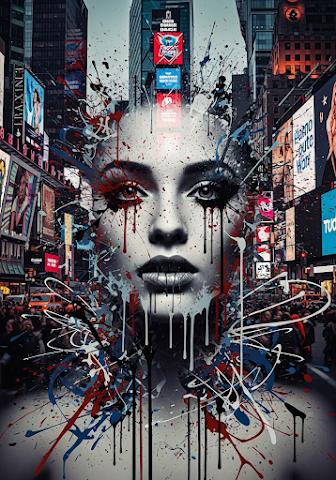 Inkblot Surreal Woman in Times Square