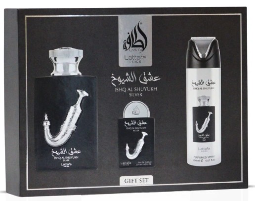 ESTUCHE LATTAFA ISHQ AL SHUYUKH UNISEX 3PZS 100ML EDP + 20ML EDP + SPLASH