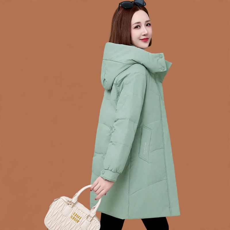 Lange Daunenjacke für Damen, Weißgänsedaunen