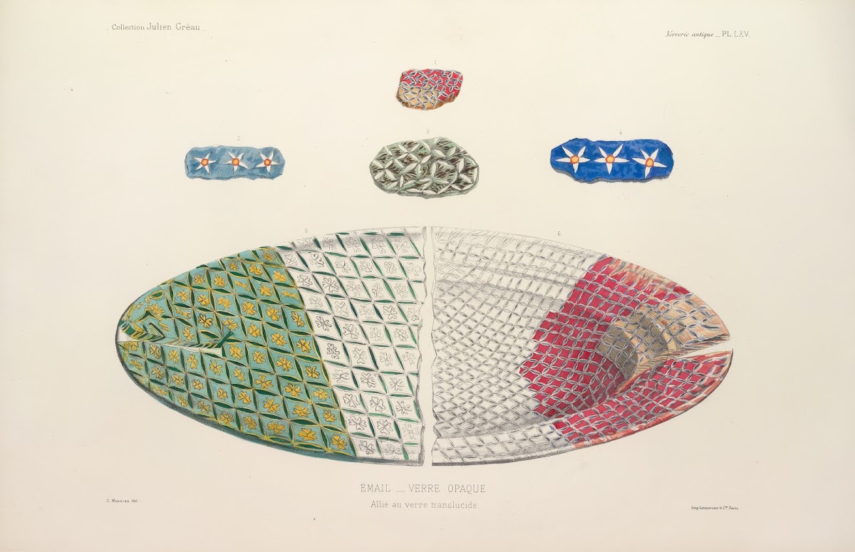 Collection Julien Greau Verrerie antique emaillerie et poterie appartenant a M J