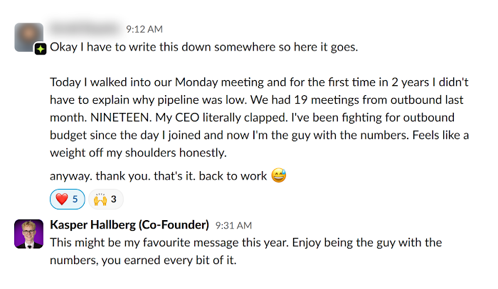 Client message in Slack