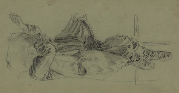 Single reclining figure with cloth over face 1860 1865