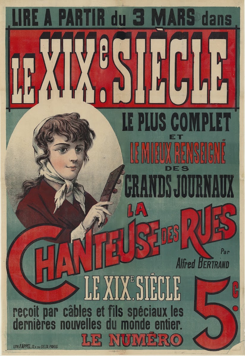 Lire à partir du 3 mars dans le XIXe siècle la Chanteuse des rues par Alfred Ber