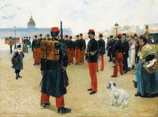 Elèves caporaux sur lesplanade des invalides à Paris 1883