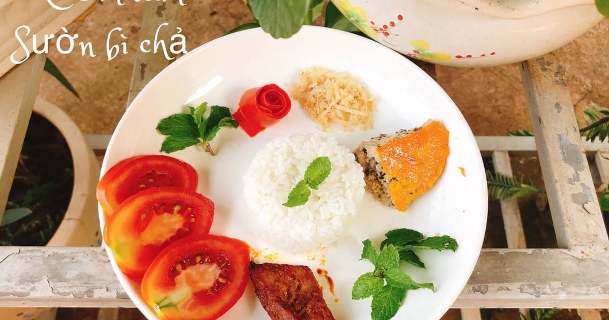 Cơm sườn bì chả - Ăn dặm