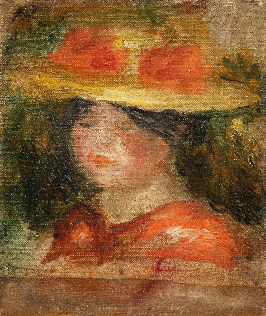 Tête de femme en chapeau 1900
