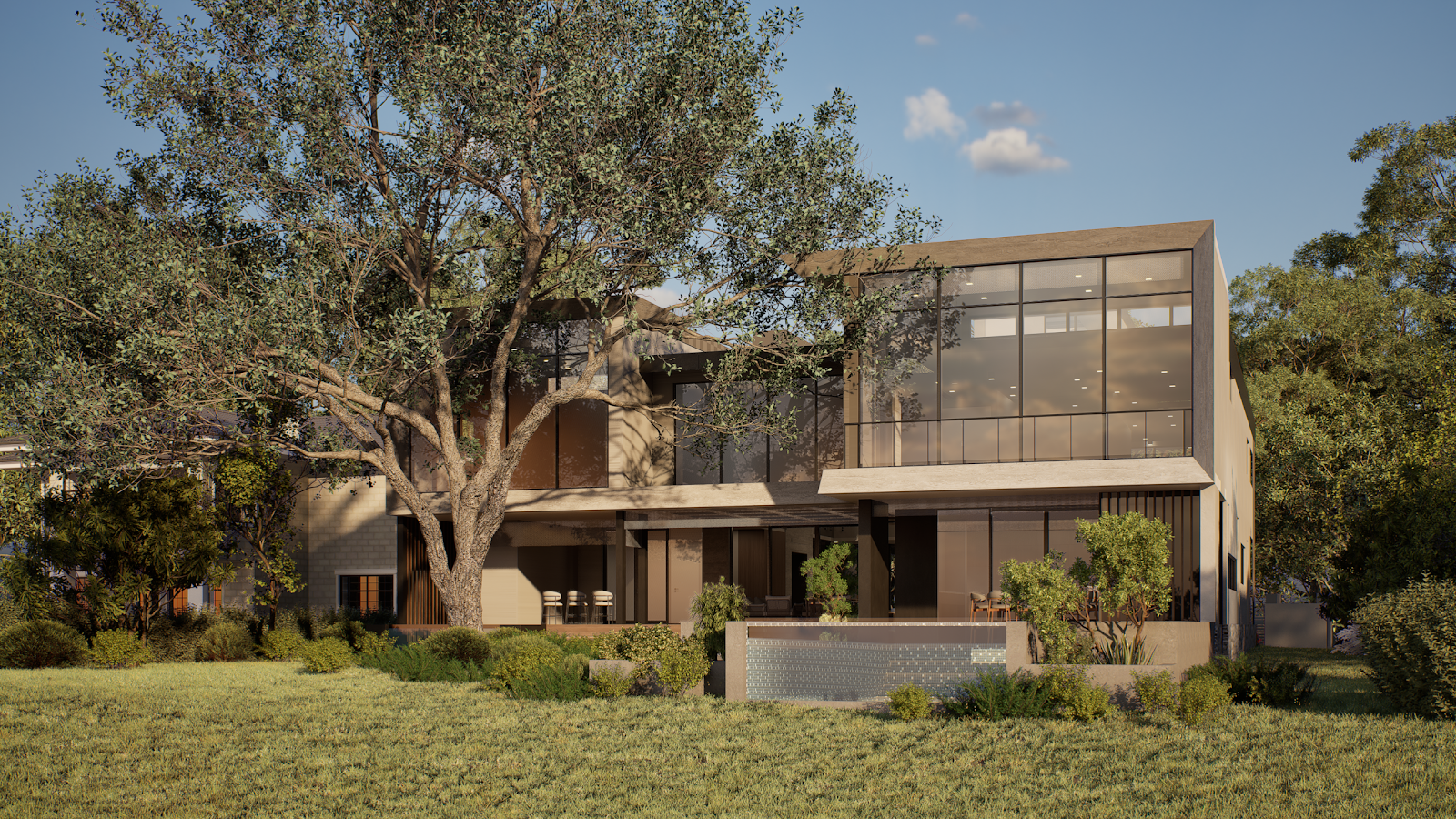 528 Wampler Drive — waterfront residence, Charleston SC — aerial render by DARK Render