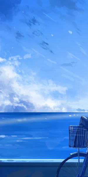Anime, Seascape, Bicycle, Girl 4K Wallpaper Background