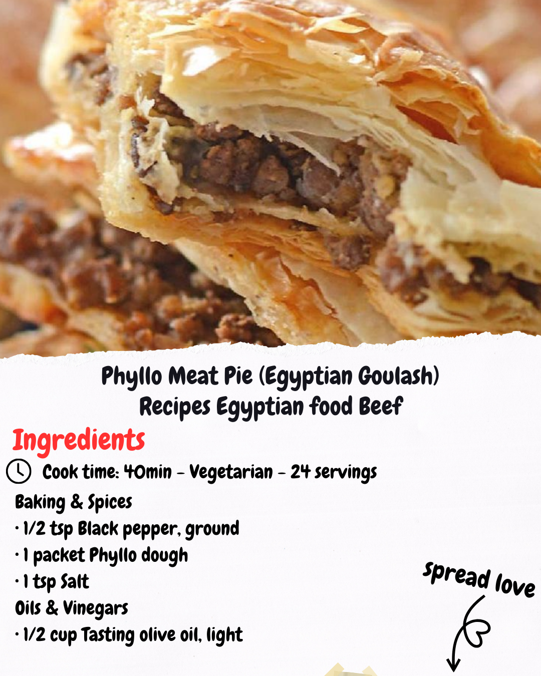 Phyllo Meat Pie (Egyptian Goulash) Recipes Egyptian food Beef