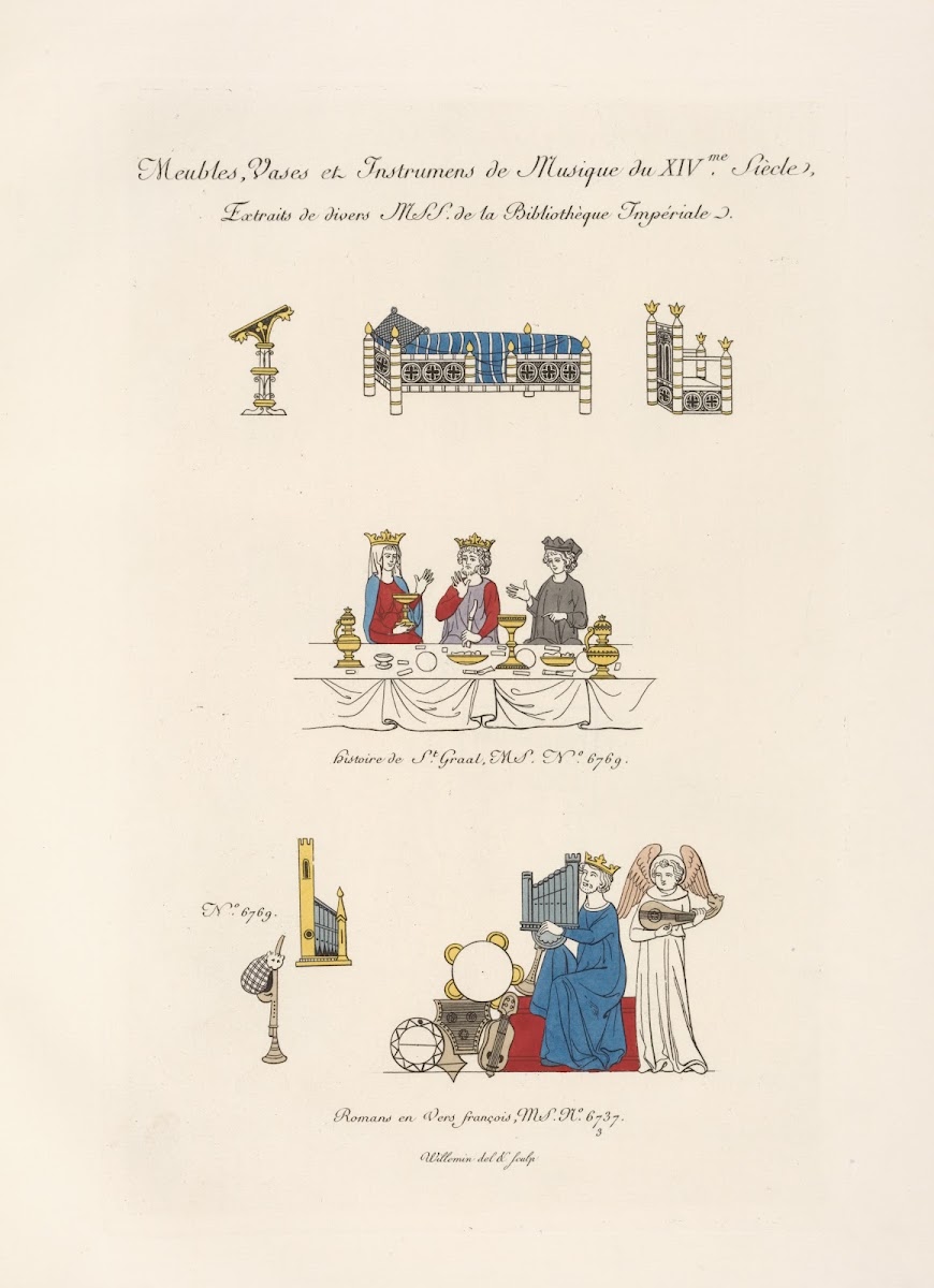 Meubles vases et instrumens de musique du XIVme siècle 1839