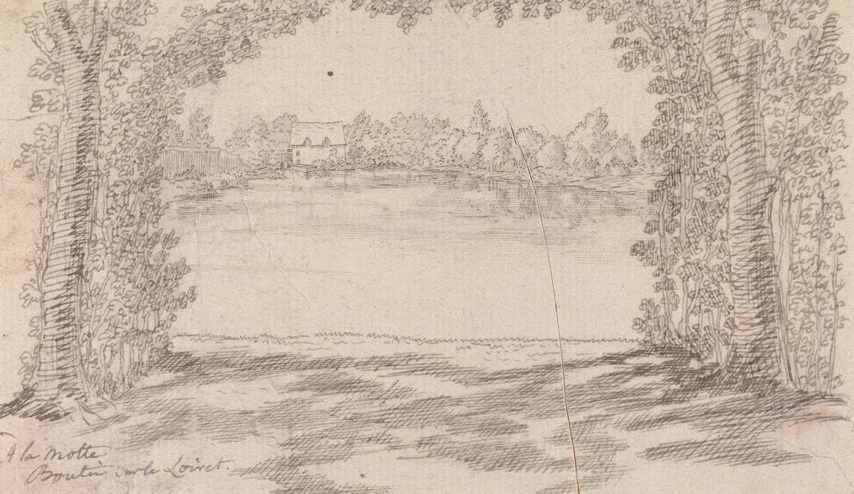 Wooded Clearing with a River Landscape and Cottage