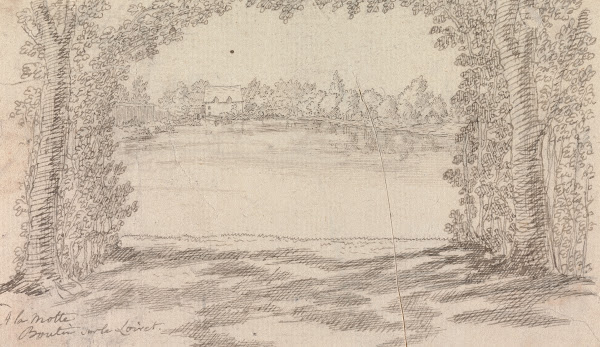 Wooded Clearing with a River Landscape and Cottage
