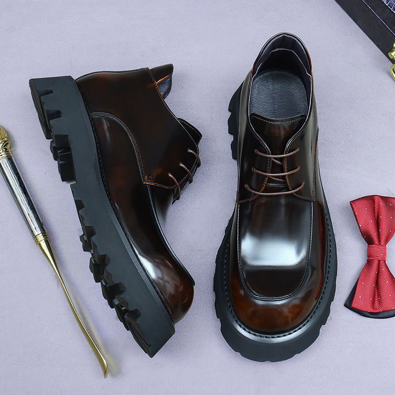 Men's Martin Boots made of Cowhide Leather with Platform Sole