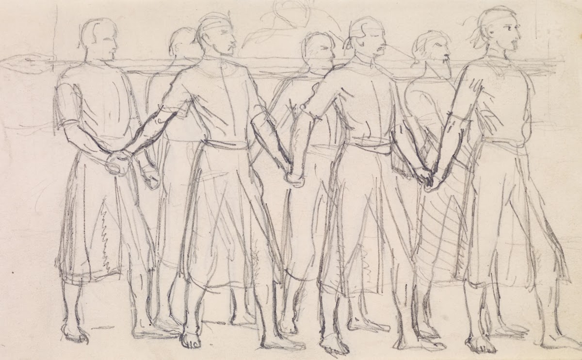 The Head of Bran by George Meredith  Study of Seven Princes carrying the Head of