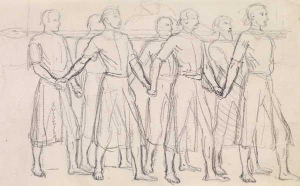 The Head of Bran by George Meredith  Study of Seven Princes carrying the Head of