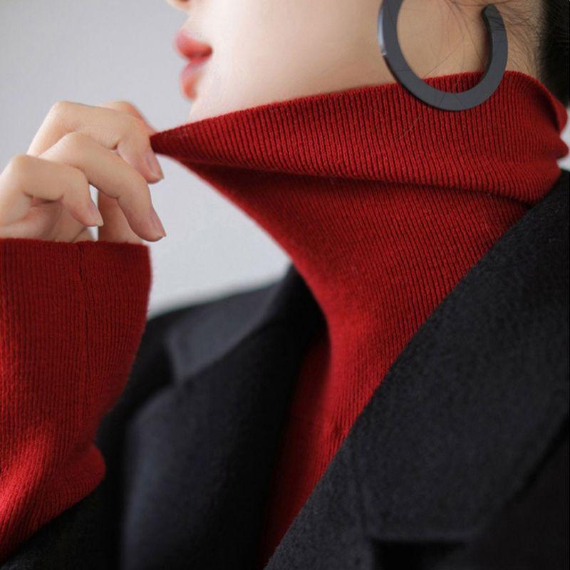 Women's sweater with stand-up collar, slim cut