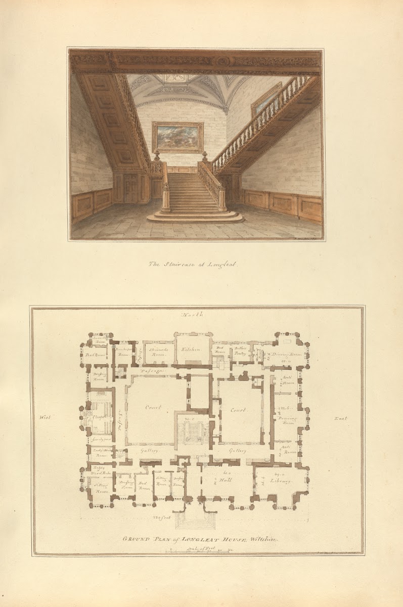a The Staircase at Longleat  b Ground Plan of Longleat House Wiltshire 1811