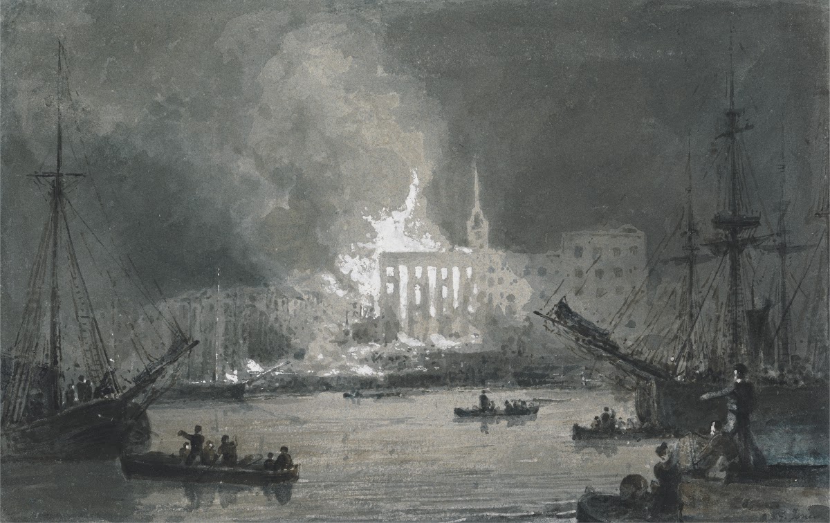 Fire on the Thames ca 1808