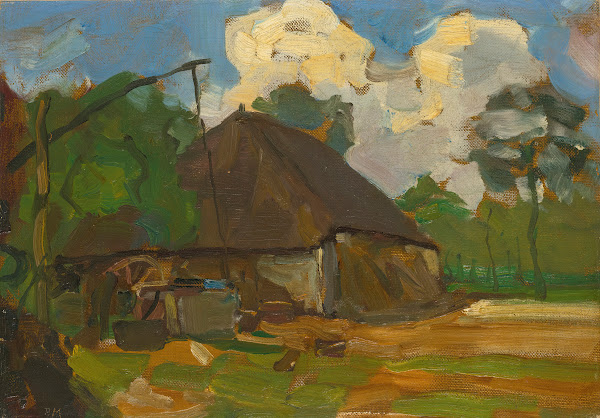 Farm Building With Well In Daylight circa 1907