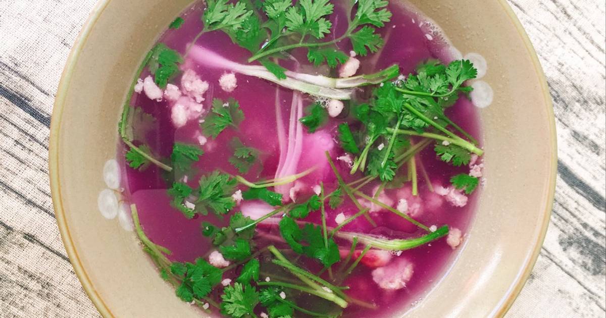 Canh Khoai Tím Nấu Thịt Bằm