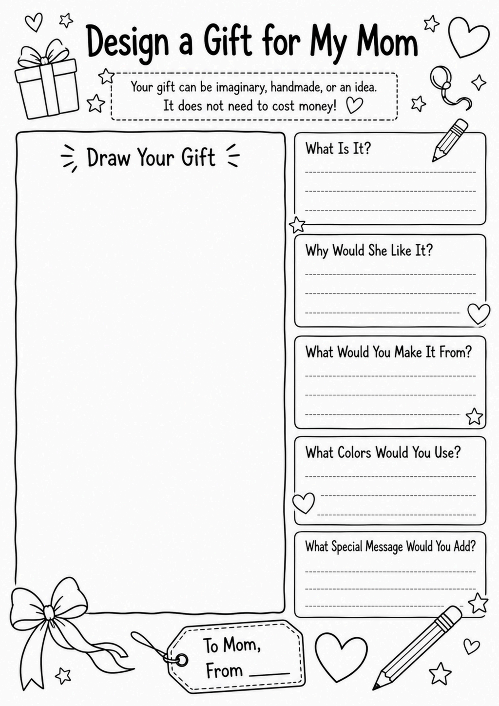 Design a Gift for My Mom Worksheet