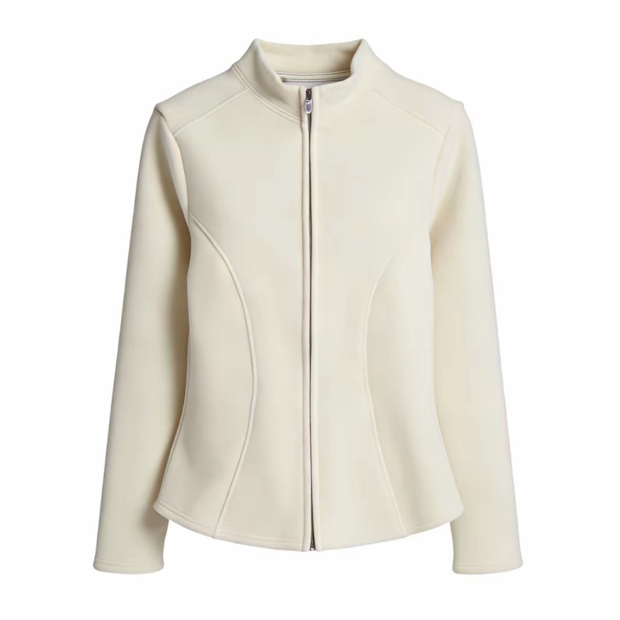 Padded women's yoga jacket with a tailored fit and zipper