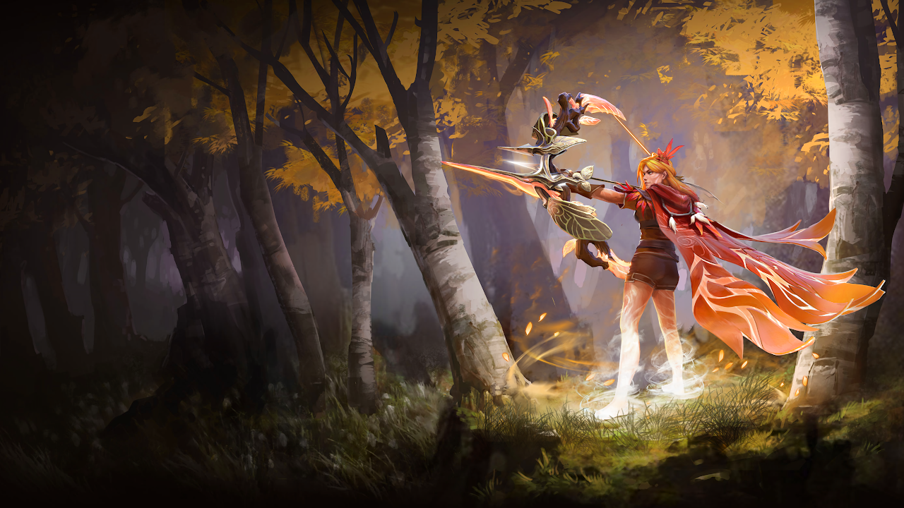 Dota 2, Windranger, Trees, Grass, Bow And Arrow 4K Desktop Wallpaper