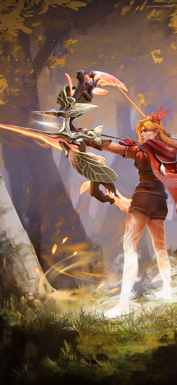 Dota 2, Windranger, Trees, Grass, Bow And Arrow 4K Phone Wallpaper