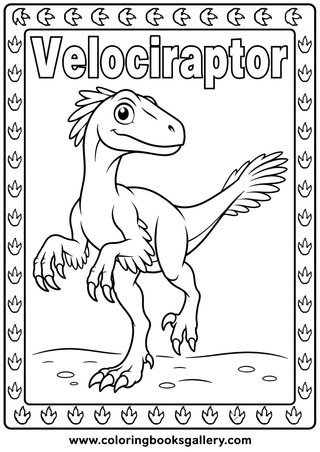 Cool Velociraptor Dinosaur Coloring Page – Perfect for Kids and Adults – free coloring page for kids
