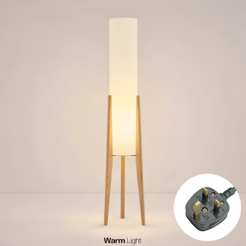 Vintage LED-Stehleuchte mit Holzgestell