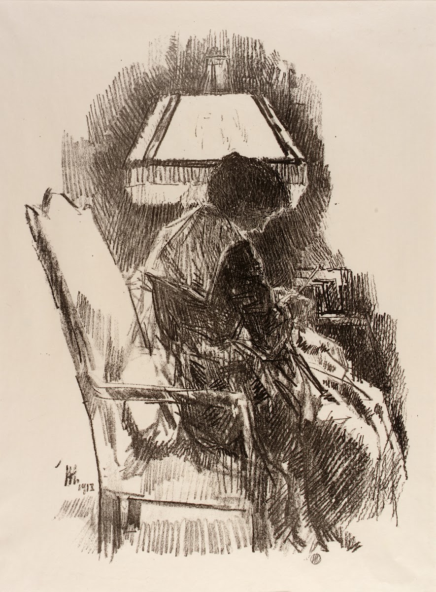 Mrs Hassam Knitting 1918