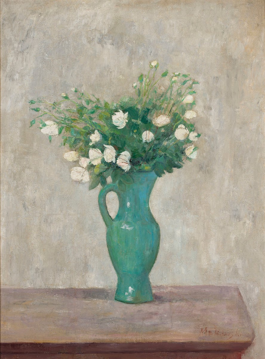 Bouquet in a green flower vase 1916