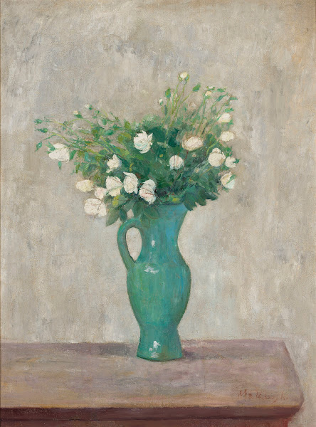 Bouquet in a green flower vase 1916