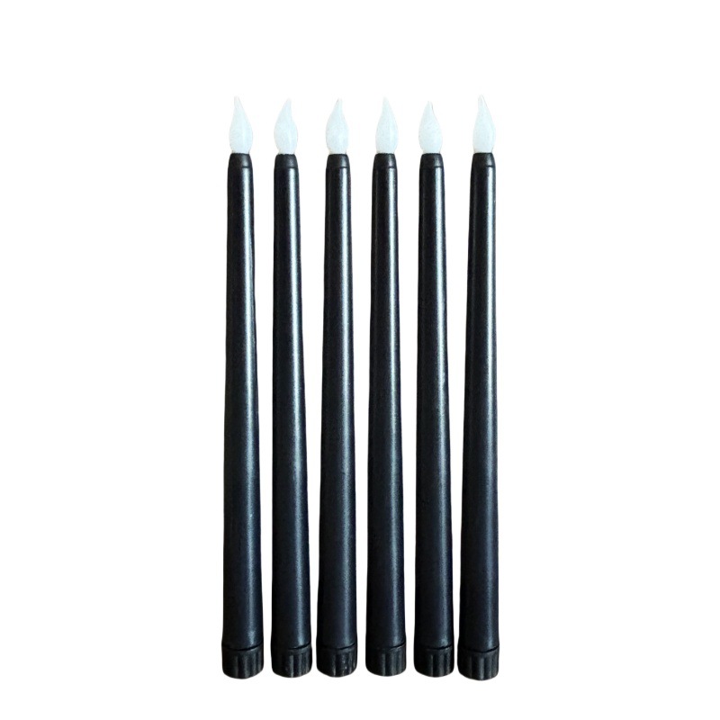 LED taper candle, cylindrical, black